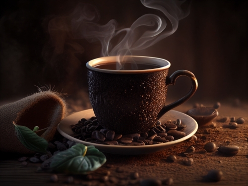 a fresh cup of hot and steaming coffee 001