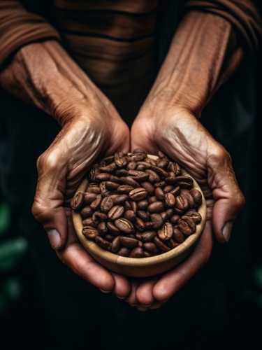 a person holding the coffee beans 000