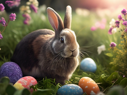 easter rabbit with eggs 000